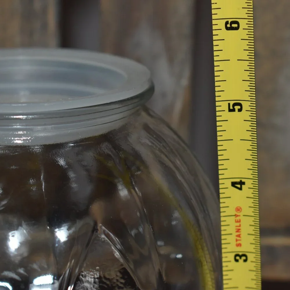 Vintage Clear Glass Jack O Lantern Pumpkin Candy Dish Jar Fall Halloween Decor